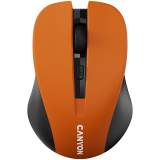 CNE-CMSW1O CANYON мышь, цвет - оранжевый, беспроводная 2.4 Гц, DPI 800/1000/1200 DPI, 3 кнопки и колесо прокрутки, прорезиненное покрытие