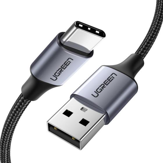 Адаптер - кабель UGREEN 60128 USB-A 2.0 to USB-C Cable Nickel Plating Aluminum Braid 2m (Black)